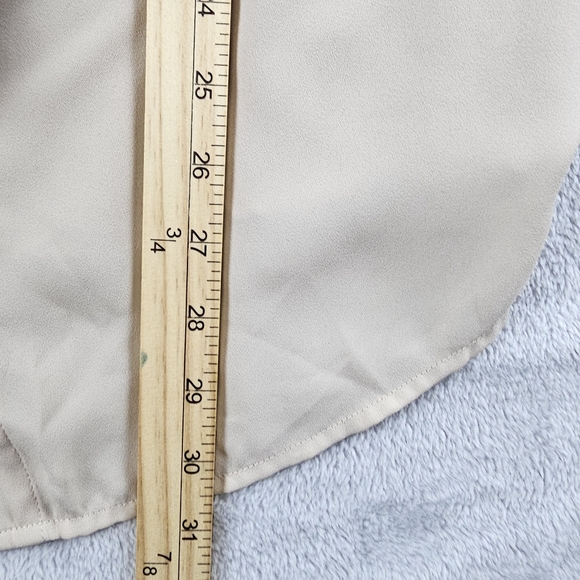 Ali Miles Button Down Blouse Beige XL Matte Sequins Shoulder Block Shoulders - Picture 8 of 10